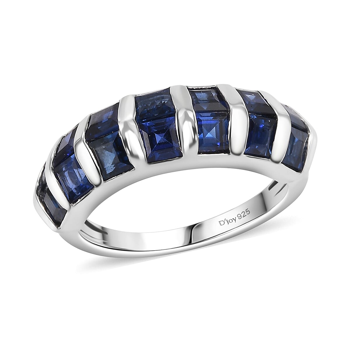 Lab Created Blue Sapphire 2.90 ctw Ring in rhodium Sterling Silver
