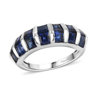 Lab Created Blue Sapphire 2.90 ctw Ring in rhodium Sterling Silver