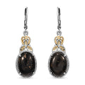 Matrix Silver Shungite Solitaire Stud Earrings in 14K YG and Platinum Over Copper with Magnet 8.30 ctw - Sticky add to cart bar