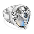 Sajen Silver Rainbow Moonstone, Sky Blue Topaz Ring in Sterling Silver (Size 10.0) 15.90 ctw - Sticky add to cart bar