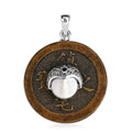 Sajen Silver Carved Bone, Mozambique Garnet 0.15 ctw, Coin Pendant without Chain in Sterling Silver - Sticky add to cart bar