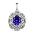 Certified and Appraised Rhapsody AAAA Tanzanite and E-F VS Diamond 4.15 ctw Floral Pendant without Chain in 950 Platinum - Sticky add to cart bar