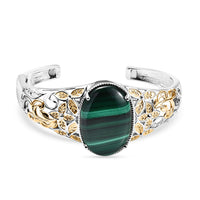 Matrix Silver Shungite Cuff Bracelet in 14K YG and Platinum Over Copper with Magnet (7.25 In) 24.85 ctw