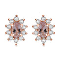 D'Joy Pink Morganite and Moissanite 0.75 ctw Sunburst Earrings in 18K Vermeil RG Over Sterling Silver - Sticky add to cart bar