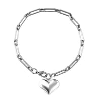 Heart Bracelet in Stainless Steel (6.50-8In)