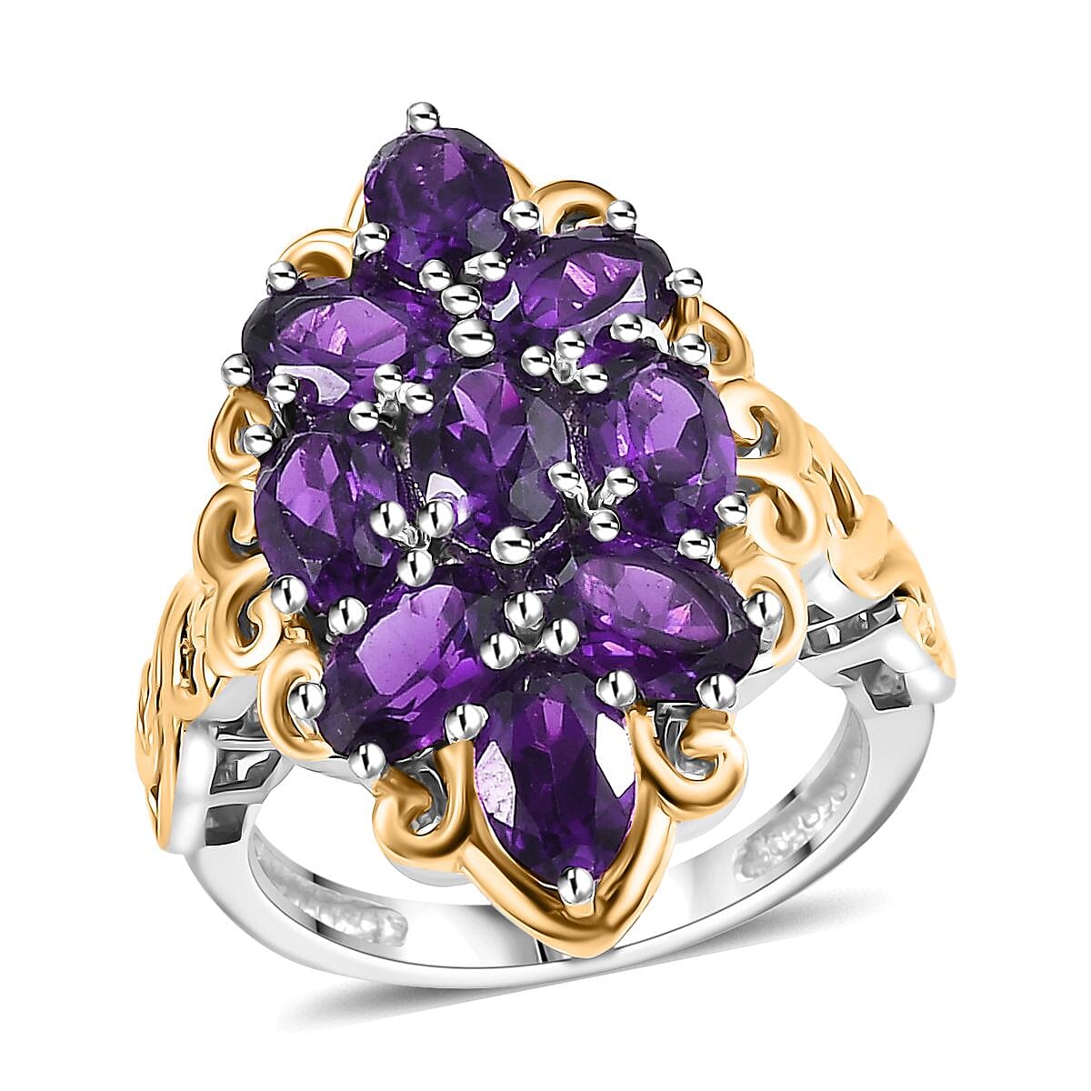 Karis Regal Cluster Ring in 18K YG Plated and Platinum Bond