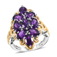 Karis Regal Cluster Ring in 18K YG Plated and Platinum Bond