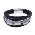 Terahertz Bracelet in Leather Code and Stainless Steel (8.50 In) 60.00 ctw - Sticky add to cart bar
