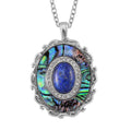 Abalone Shell, Lapis Lazuli and Crystal Necklace (20-22 Inches) in Stainless Steel 3.00 ctw - Sticky add to cart bar