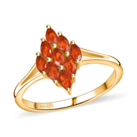 AAA Buriti Fire Opal 0.50 ctw Flame Cluster Ring in 18K Vermeil Yellow Gold Over Sterling Silver (Size 10.0) (Del. in 10-12 Days)