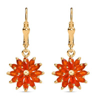 D'Joy AAA Buriti Fire Opal 1.85 ctw Dahlia Flower Earrings in 18K Vermeil Yellow Gold Over Sterling Silver