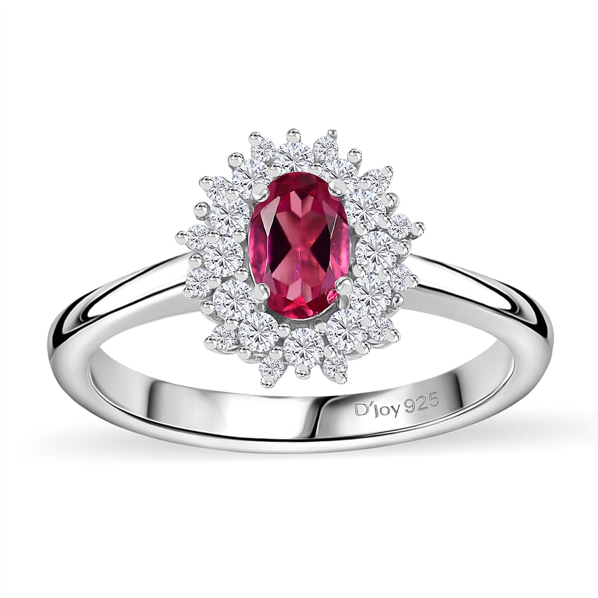 Premium Lab Created Bixbite, White Zircon Ring in Rhodium Over Sterling Silver (Size 10.0) 0.85 ctw