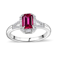 Premium Lab Created Bixbite, Moissanite Ring in Rhodium Over Sterling Silver (Size 10.0) 1.35 ctw