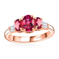 Premium Lab Created Bixbite and Moissanite 1.25 ctw Ring in 18K Vermeil Rose Gold Over Sterling Silver (Size 7.0) - Sticky add to cart bar