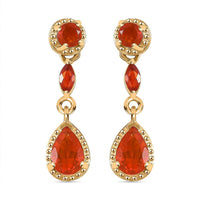 D'Joy AAA Buriti Fire Opal 0.80 ctw Dewdrop Earrings in 18K Vermeil Yellow Gold Over Sterling Silver