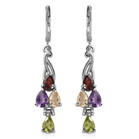 Multi Gemstone 3.25 ctw Lever Back Earrings in Stainless Steel