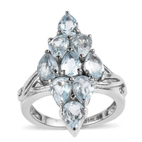 Sky Blue Topaz Elongated Ring in Stainless Steel (Size 10.0) 4.50 ctw