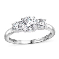 D'Joy Lab Created White Sapphire 1.70 ctw Trilogy Ring in Sterling Silver (Size 10.0)