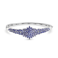 D'Joy Tanzanite 7.20 ctw Rising Flower Bangle Bracelet in Rhodium Over Sterling Silver (7.25 in)