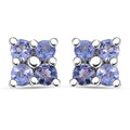 D'Joy Tanzanite 0.50 ctw Stud Earrings in Rhodium Over Sterling Silver - Sticky add to cart bar