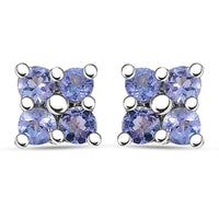D'Joy Tanzanite 0.50 ctw Stud Earrings in Rhodium Over Sterling Silver