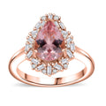 Premium Pink Morganite, Moissanite Ring in 18K Vermeil RG Over Sterling Silver (Size 8.0) 2.00 ctw - Sticky add to cart bar