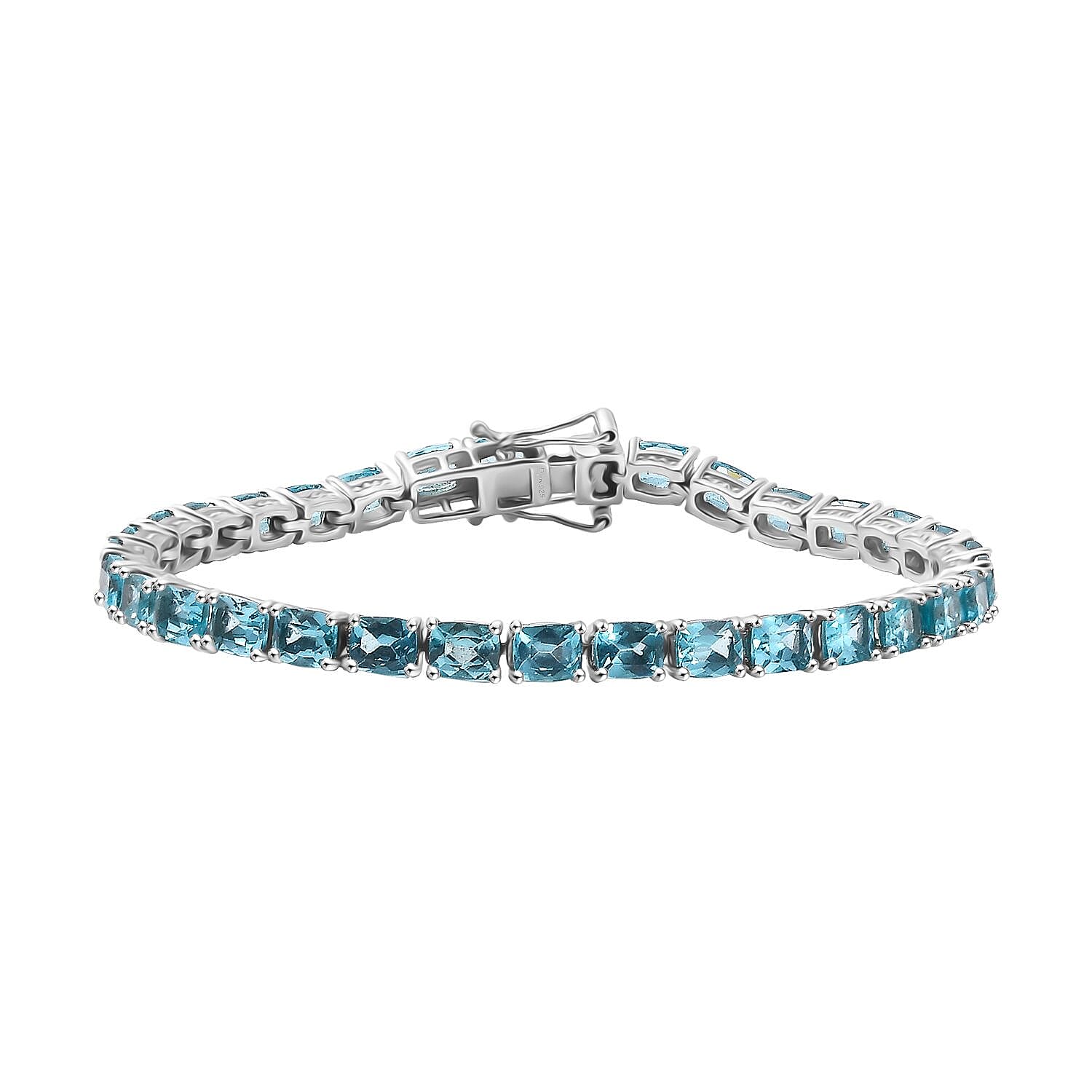 Betroka Blue Apatite 15.50 ctw Bracelet in Rhodium Over Sterling Silver (7.25 In)