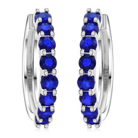 Premium Tanzanian Blue Spinel (DF) Hoop Earrings in Rhodium Over Sterling Silver 5.25 ctw