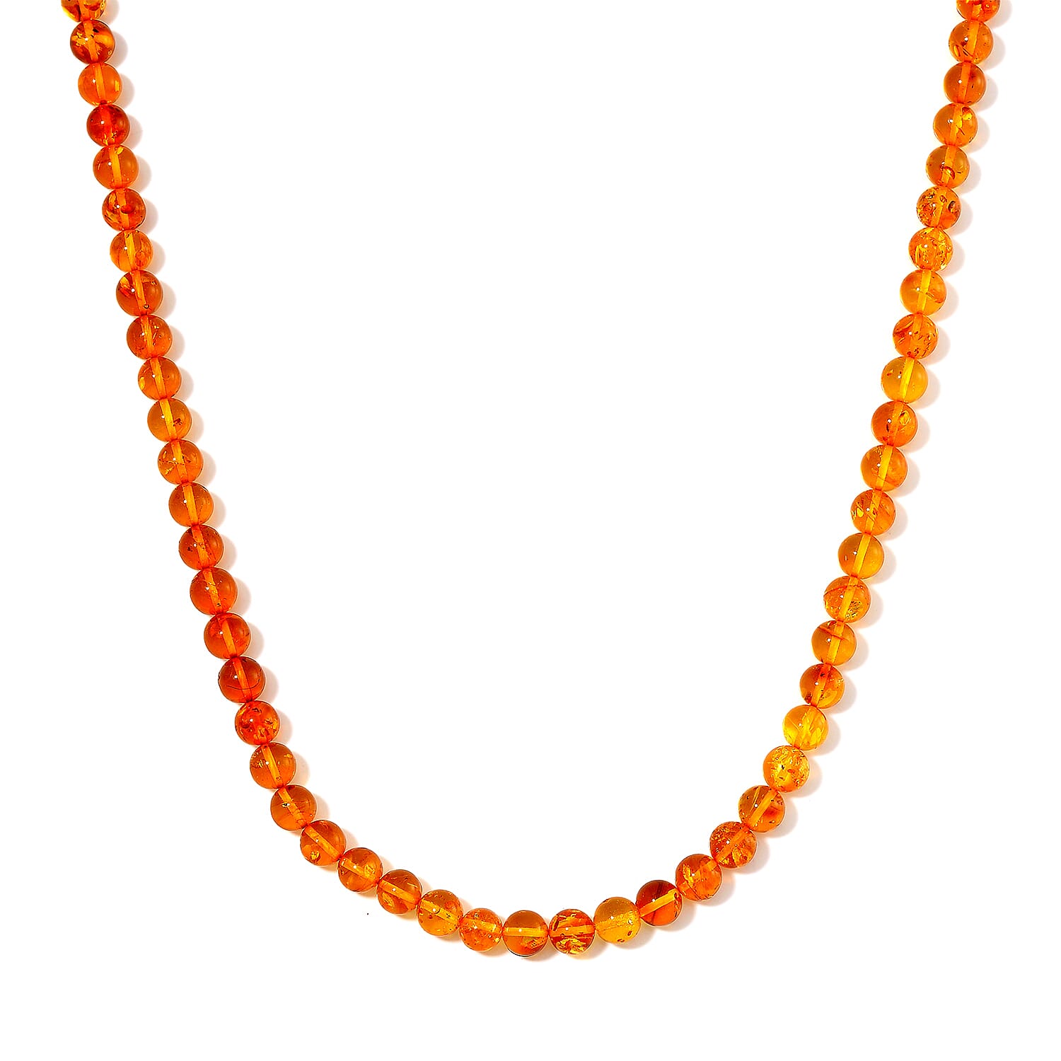 Baltic Amber Beaded Necklace in Sterling Silver 20 Inches