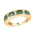 Kagem Zambian Emerald, Moissanite Ring in 18K Vermeil YG Over Sterling Silver (Size 10.0) 1.40 ctw - Sticky add to cart bar