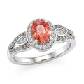 AAA Padparadscha Sapphire (BT), Natural Champagne and White Diamond (0.26 cts) Ethereal Mirage Ring in Rhodium Over Sterling Silver (Size 7.0) 1.60 ctw - Sticky add to cart bar