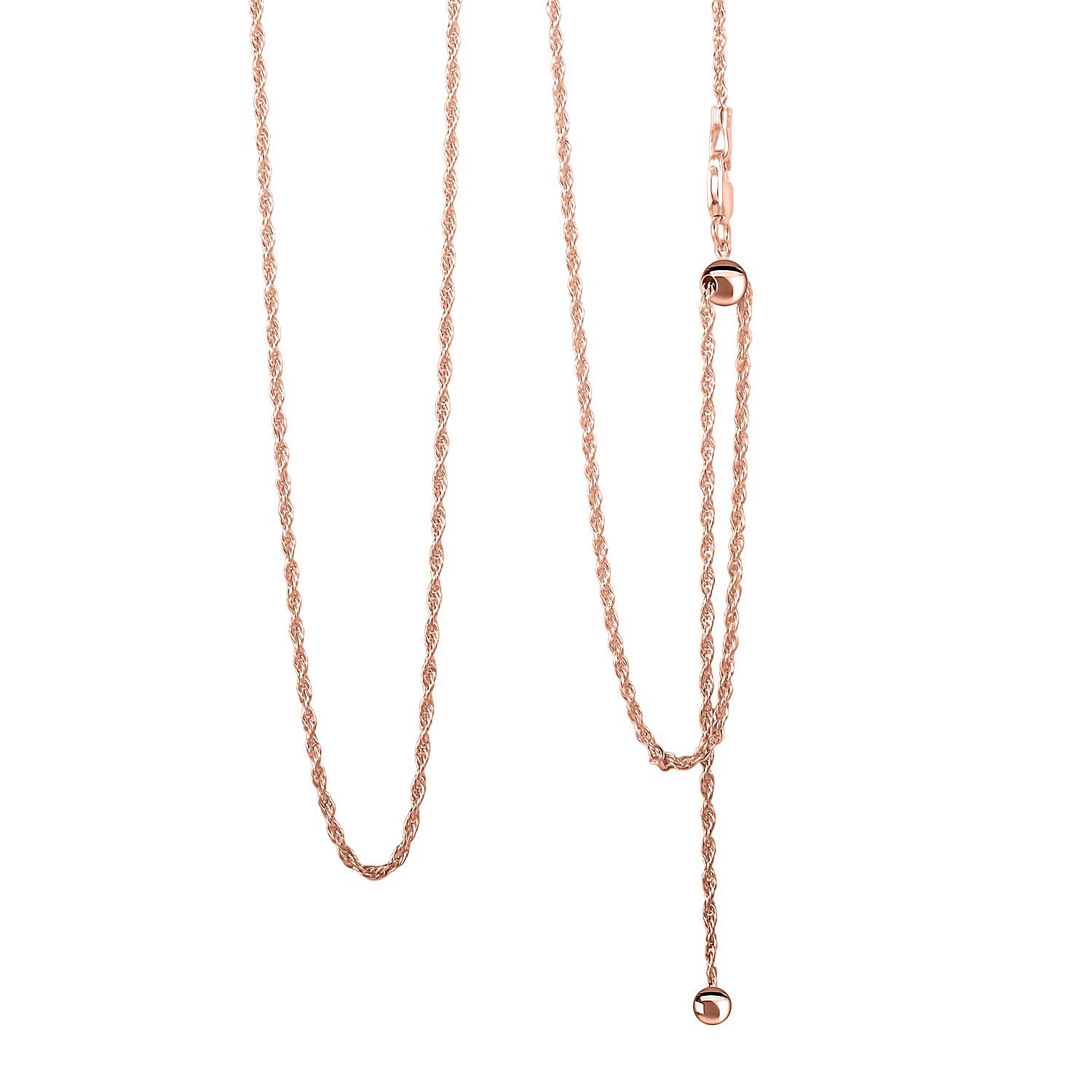 Fancy Link Chain Necklace in 14K Rose Gold Over Sterling Silver 24 Inches 4.4 Grams