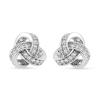 Moissanite Knot Stud Earrings in Rhodium Over Sterling Silver 0.35 ctw