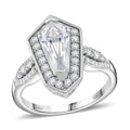 Moissanite (12x6) Fancy Ring in Rhodium Over Sterling Silver (Size 10.0) 2.10 ctw - Sticky add to cart bar