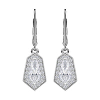 Moissanite (10x5) Fancy Earring in Rhodium Over Sterling Silver 2.50 ctw