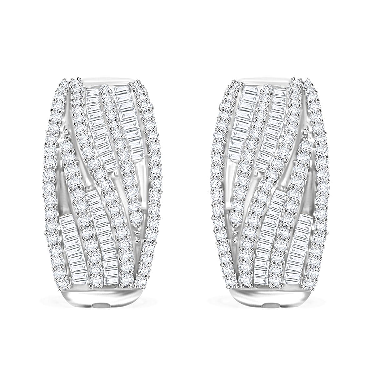 White Diamond 1.00 ctw Hoop Earrings in Sterling Silver