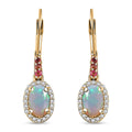 Premium Ethiopian Welo Opal and Multi Gemstone 1.90 ctw Earrings in 18K Vermeil Yellow Gold Over Sterling Silver - Sticky add to cart bar
