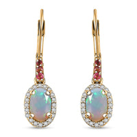 Premium Ethiopian Welo Opal and Multi Gemstone 1.90 ctw Earrings in 18K Vermeil Yellow Gold Over Sterling Silver