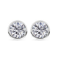Moissanite (Rnd 5mm) Solitaire Stud Earrings in Rhodium Over Sterling Silver 0.85 ctw - Sticky add to cart bar