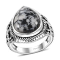 Artisan Crafted White Buffalo 9.10 ctw Solitaire Ring in Black Oxidized Sterling Silver (Size 10.0) - Sticky add to cart bar
