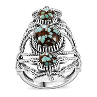 Artisan Crafted Blue Horizon Turquoise Ring in Black Oxidized Sterling Silver (Size 10.0) 4.60 ctw