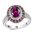 Doorbuster Premium Radiant Ember Garnet and Multi Gemstone 3.40 ctw Ring in Rhodium Over Sterling Silver (Size 10.0) - Sticky add to cart bar