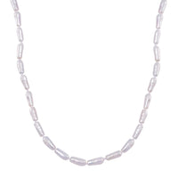 White Keshi Pearl Necklace in Stainless Steel 18-20 Inches