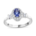 Tanzanite and White Zircon 0.90 ctw Ring in Rhodium Over Sterling Silver - Sticky add to cart bar