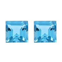 AAAA Swiss Blue Topaz Set of 2 (Sqr 7 mm) 3.50 ctw
