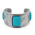 Constituted Blue Howlite 60.00 ctw Cuff Bracelet in Silvertone (7.0 In) - Sticky add to cart bar