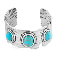 Blue Howlite 30.00 ctw Cuff Bracelet in Silvertone (7.0 In)