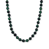 Green Tiger Eye (D) 250.00 ctw Beaded Necklace in Stainless Steel 18-20 Inches