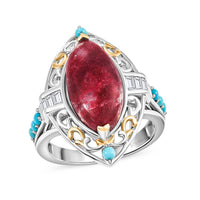 Karis Norwegian Thulite and Multi Gemstone 8.65 ctw Ring in 18K YG Plated and Platinum Bond