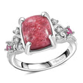 Premium Norwegian Thulite and Multi Gemstone 4.10 ctw Ring in Rhodium Over Sterling Silver - Sticky add to cart bar